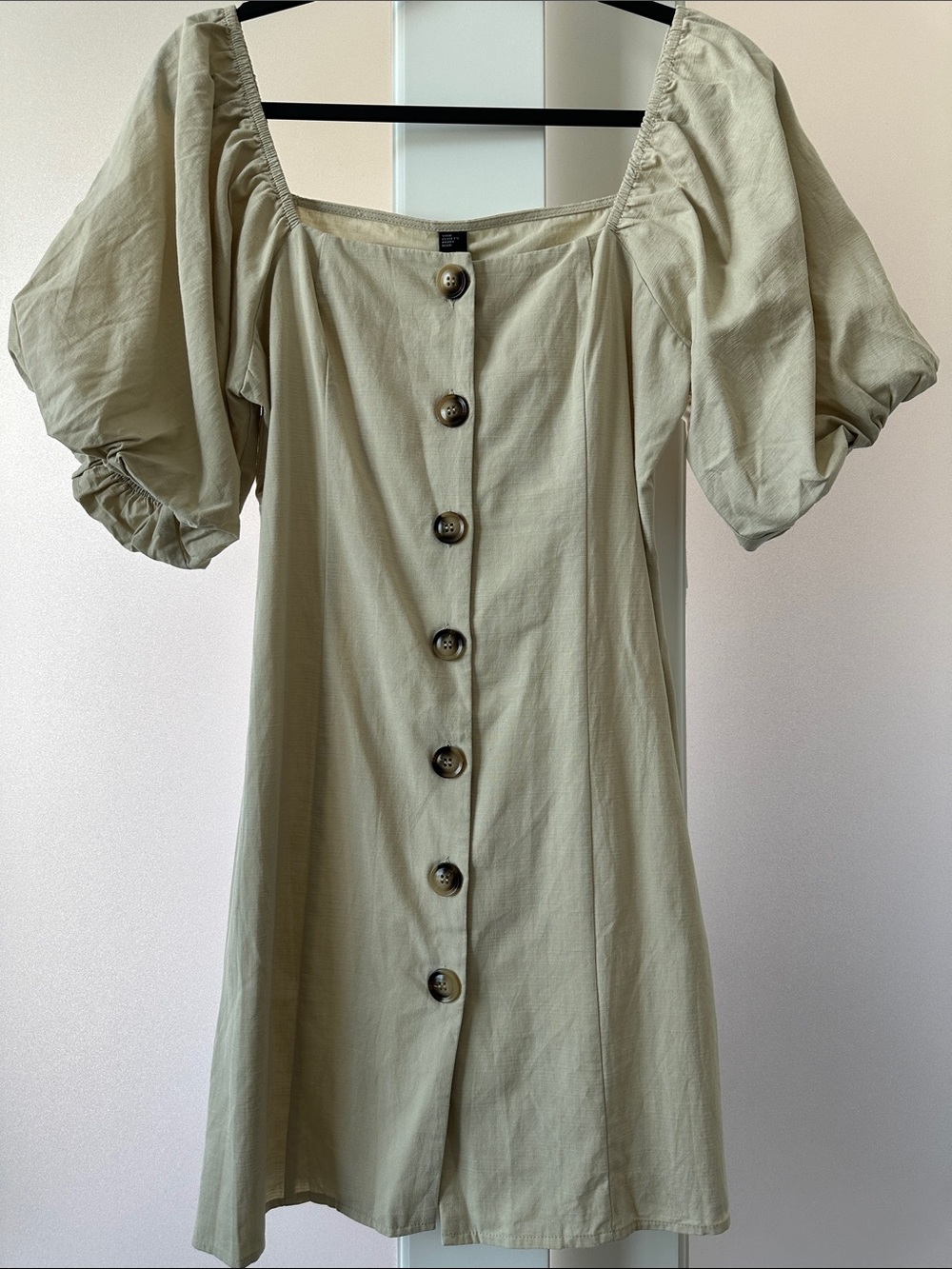 Cider Puff-Sleeve Button Mini Dress